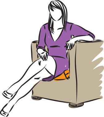 vektör çizim oturan güzel kadın