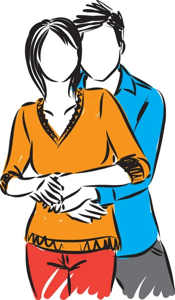 Glückliches Schönes Paar Mann Und Frau Vektor Illustration — Stockvektor