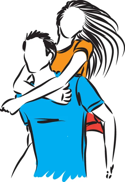Heureux Couple Homme Femme Avoir Amusant Vecteur Illustration — Image vectorielle