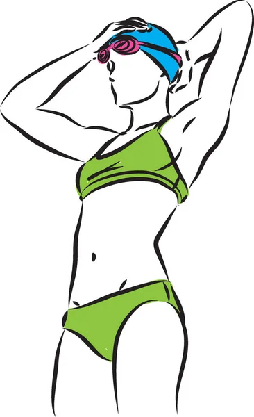 Nadador Profesional Mujer Vector Ilustración — Archivo Imágenes Vectoriales