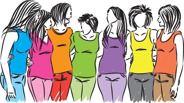 Nők Együtt Barátság Koncepció Vektoros Illusztráció — Stock Vector