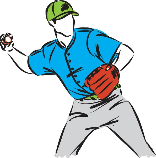 Εικονογράφηση Φορέα Άνθρωπος Παίκτης Του Μπέιζμπολ — Διανυσματικό Αρχείο