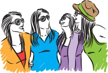 kadın arkadaşlar eğlenmeye Grup