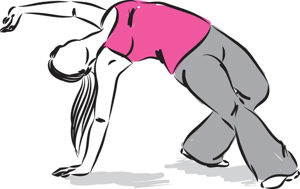 Dancer Woman Stretching Vector Ilustration — Vetor de Stock