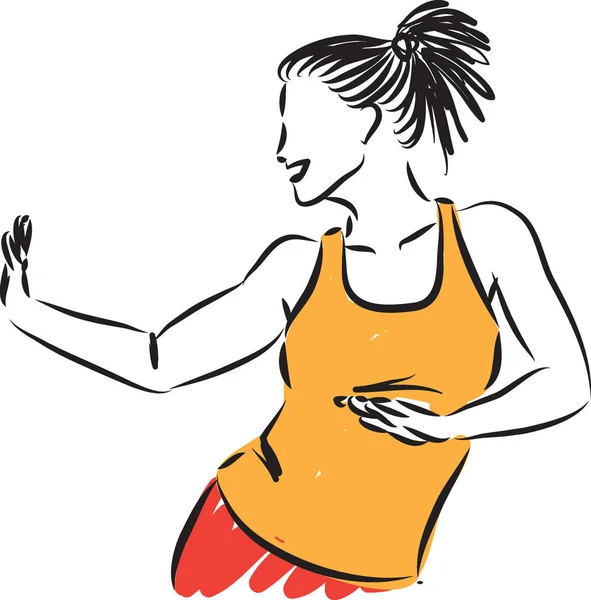 Fitness Vacker Kvinna Dans Vektorillustration — Stock vektor