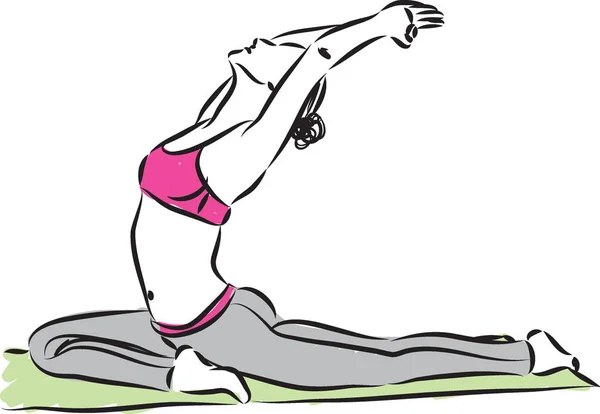 Yoga Stretching Frau Vektor Illustration — Stockvektor