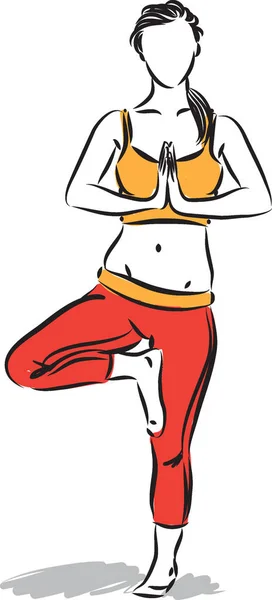 Frau Yoga Meditation Haltung Vektor Illustration — Stockvektor