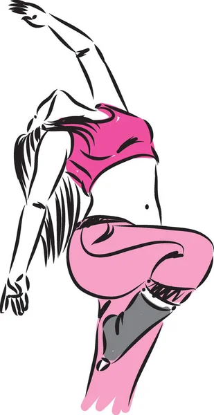 Donna Ballerina Stretching Vettoriale Illustrazione — Vettoriale Stock