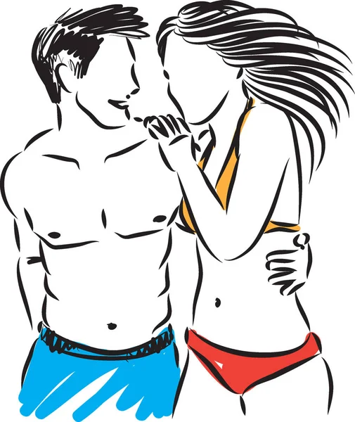 Couple Swimming Suits Vector Illustration — Stock Vector