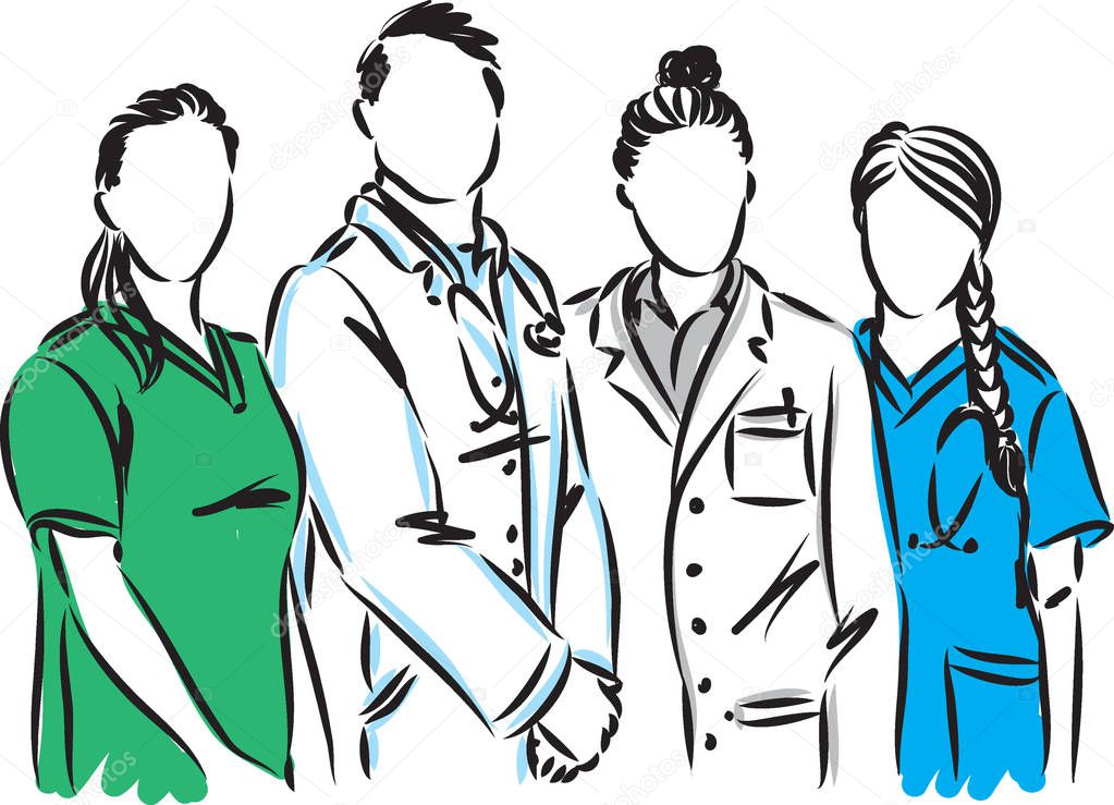 medical staff doctor nurse vector illustration