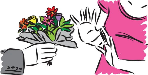 Mulher Recusando Flores Homem Ilustração Vetorial — Vetor de Stock