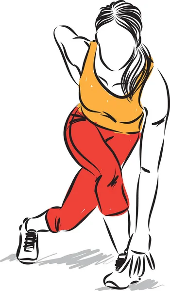 Mujer Fitness Estiramiento Vector Ilustración — Archivo Imágenes Vectoriales
