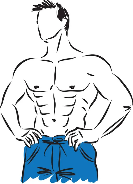 Fitness Man Modeling Vector Illustration — Stock Vector