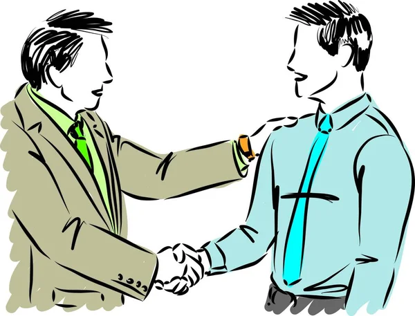 Two Workers Businessmen Shaking Hands Vector Illustration — Stock Vector