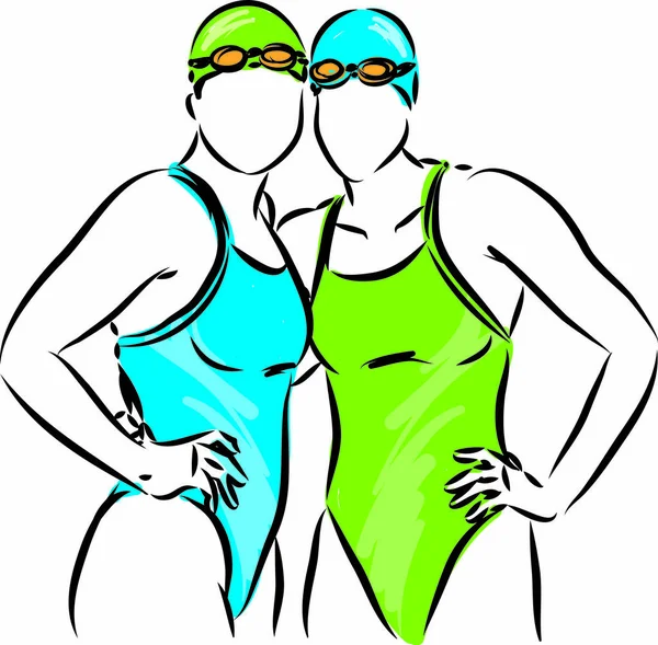 Concepto Equipo Nadador Mujeres Vector Ilustración — Vector de stock