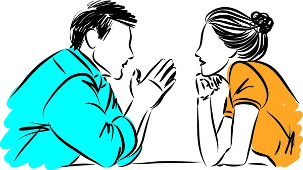 Pareja Hombre Mujer Mirando Hablando Entre Ilustración Vectorial — Vector de stock