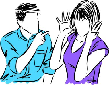 Çift erkek ve kadın vektör çizimini tartışıyor