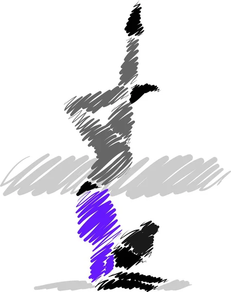 Kvinna Yoga Stretching Pensel Stil Vektor Illustration — Stock vektor