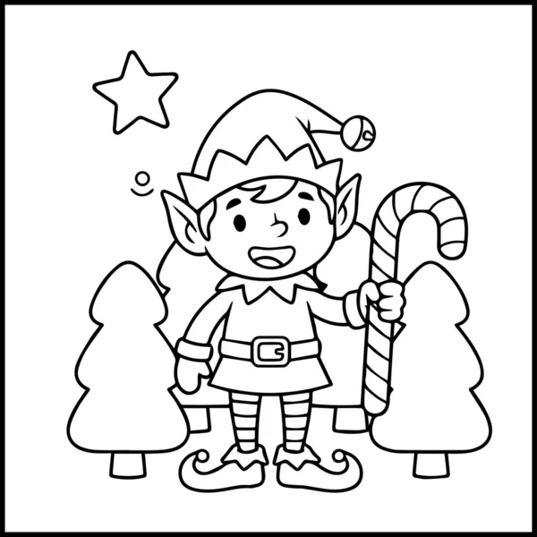 Elf Noel Boyama Sayfası Çocuklar için Kolay Yazdırılabilir