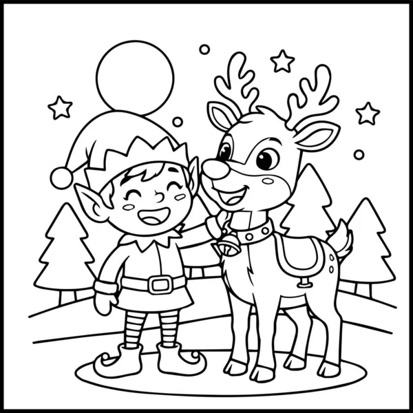 Elf Noel Boyama Sayfası Çocuklar için Kolay Yazdırılabilir