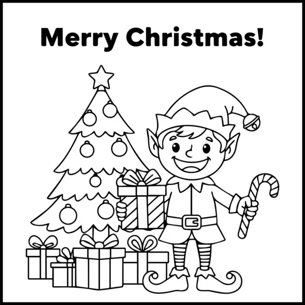 Elf Noel Boyama Sayfası Çocuklar için Kolay Yazdırılabilir