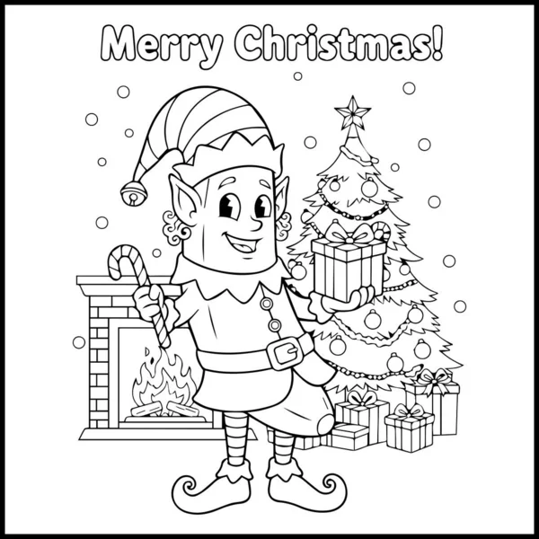 Elf Noel Boyama Sayfası Çocuklar için Kolay Yazdırılabilir
