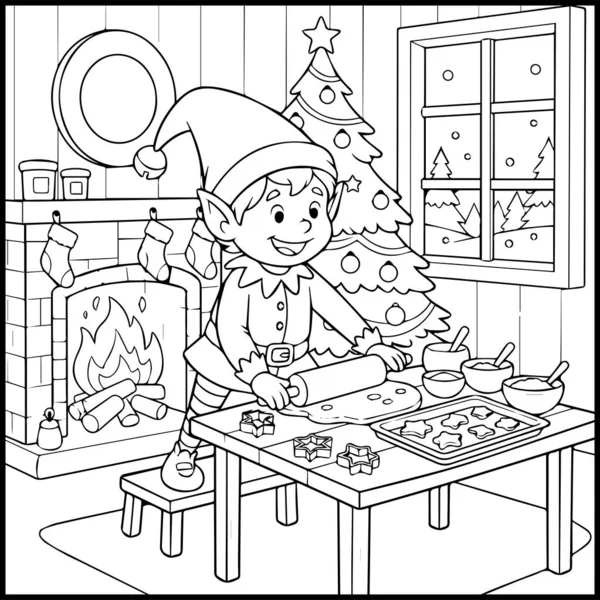 Elf Noel Boyama Sayfası Çocuklar için Kolay Yazdırılabilir