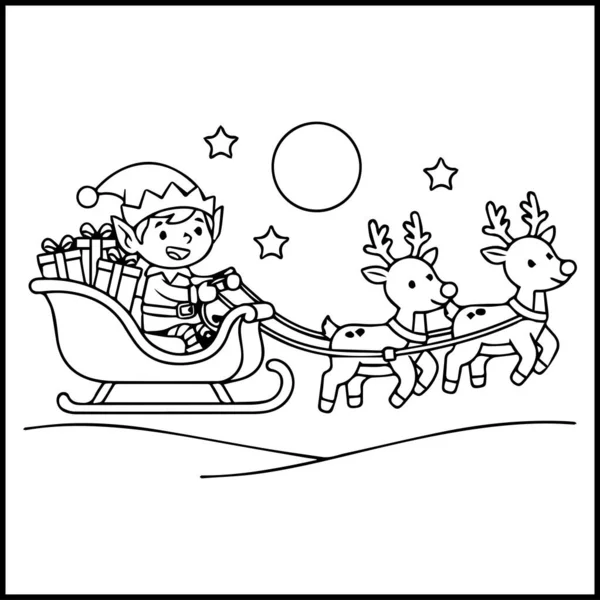 Elf Noel Boyama Sayfası Çocuklar için Kolay Yazdırılabilir