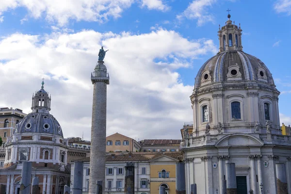 Roma Itália Coluna Triunfal Trajano Com Plataforma Visualização Superior Fórum — Fotografia de Stock