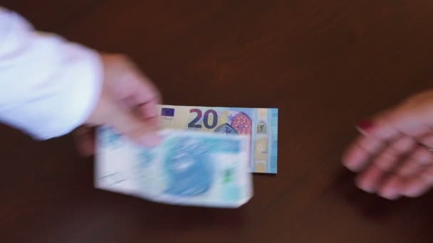 Banconote Zloty Moneta Polacca Con Cambio Delle Banconote Euro Mani — Video Stock