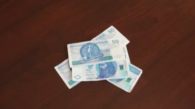 Polonya Zlotisi - zl para banknot ve madeni paralar. El, 10, 20 ve 50 Zlotisi faturaları groszy bronz ve nikel para tablo ile banknottan Polonya resmi para sayma.