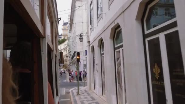 Lissabon Portugal Juli 2018 Fahrgast Pov Aus Historischer Straßenbahn Tagesansicht — Stockvideo