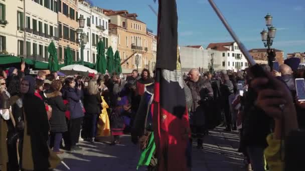 Venice Talya Şubat 2019 Karnaval Kutlama Festa Delle Marie Yürüyen — Stok video