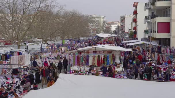 Xanthi Grèce Mars 2019 Vue Aérienne Des Vendeurs Rue Vendant — Video