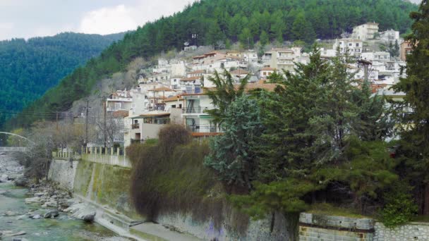 Xanthi Řecko Staroměstské Návrší Pohled Domy Řeky Kosynthos Denní Pohled — Stock video