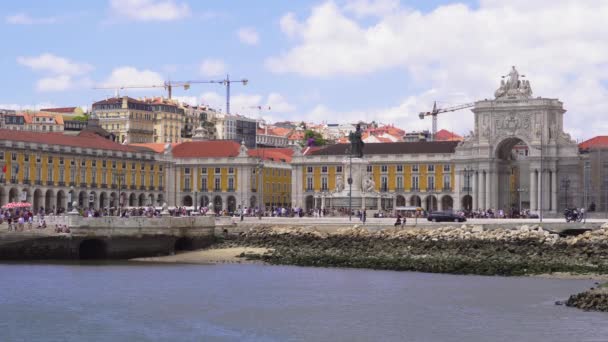 Lisbona Portogallo Luglio 2018 Vista Giornaliera Sul Mare Praca Comercio — Video Stock