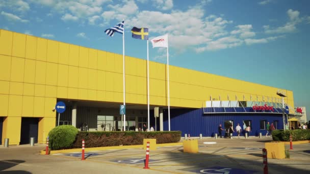 Thessaloniki Görögország Június 2019 Ikea Svéd Bútor Hazai Kiskereskedelmi Áruház — Stock videók