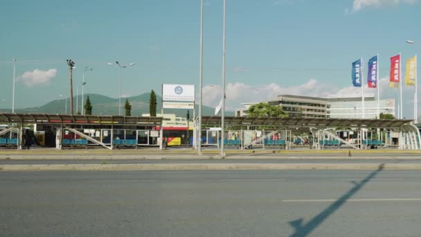 Thessaloniki Greece June 2019 Oasth Public Transportation City Bus Terminal — Stock Video