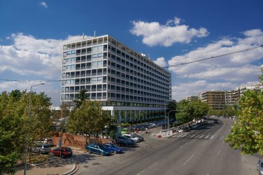 Selanik, Yunanistan - 31 Ağustos 2019: Makedonia Palace beş yıldızlı ikonik otel cephesi.