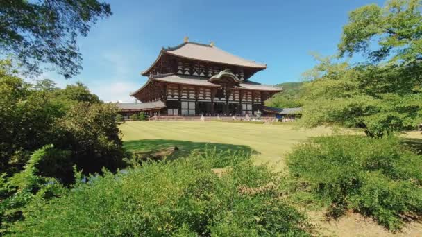 Νάρα Ιαπωνία Βουδιστική Ξύλινη Σύμπλεγμα Ναών Τονταϊτζί Ηλιόλουστη Θέα Στο — Αρχείο Βίντεο