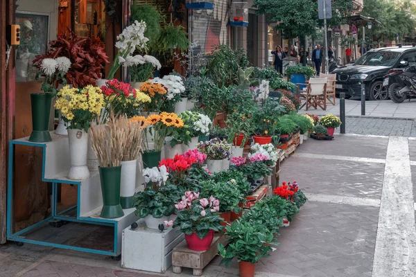 Tesalónica, Grecia Mercado de flores, zona de Louloudadika . — Foto de Stock