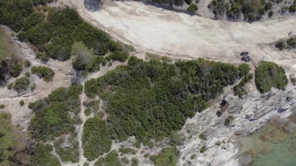 Medelhavet Grekiska Landskap Drönare Skott Kavourotripes Strand Med Badare Sithonia — Stockvideo