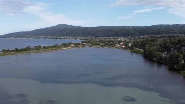 Mediterranean Greek Landscape Coastal Drone Shot Aerial Day Top View — Stock Video