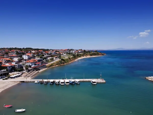 Chalcidique Grèce Village Côtier Paysage Drone Shot Vue Aérienne Jour — Photo