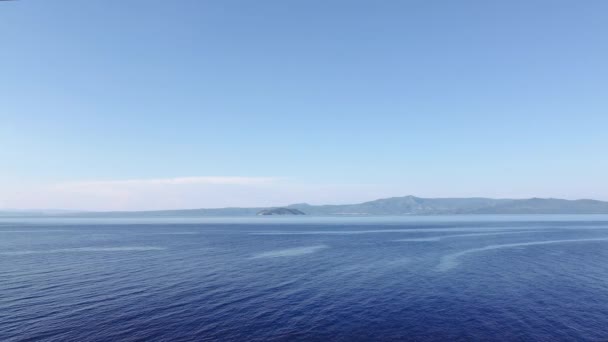 Drone Flying Sea Level Greece Day Aerial Top Landscape View — Stock Video