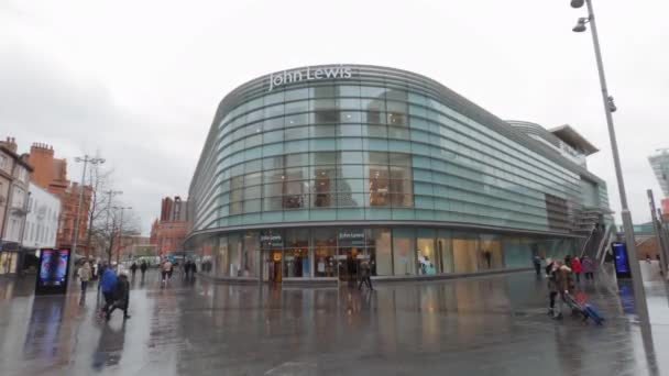 Liverpool John Lewis Partners Εμπορικό Σήμα Κατάστημα Πρόσοψη Μεγάλη Βρετανία — Αρχείο Βίντεο