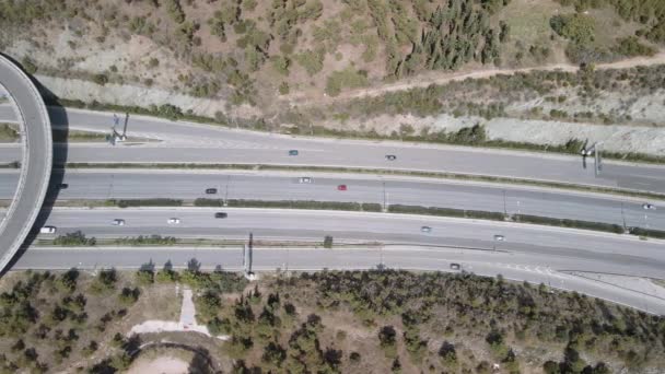 Thessaloniki Greece Aerial Drone Landscape Interchange Traffic Periferiaki Inner Ring — Stock Video