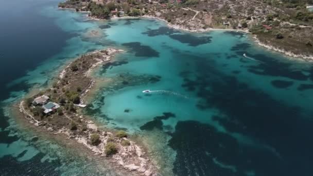 Medelhavet Grekiska Landskap Strand Drönare Skott Aerial Toppen Sithonia Chalkidiki — Stockvideo