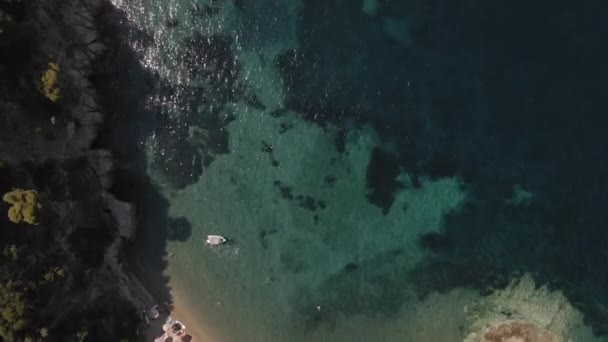 Средиземноморский Ландшафт Греческого Побережья Верхний Вид Полуостров Ситония Халкидики Зеленой — стоковое видео