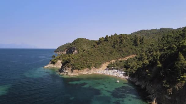 Mediterranean Terrain Greek Coast Landscape Drone Shot Aerial Top Day — Stock Video